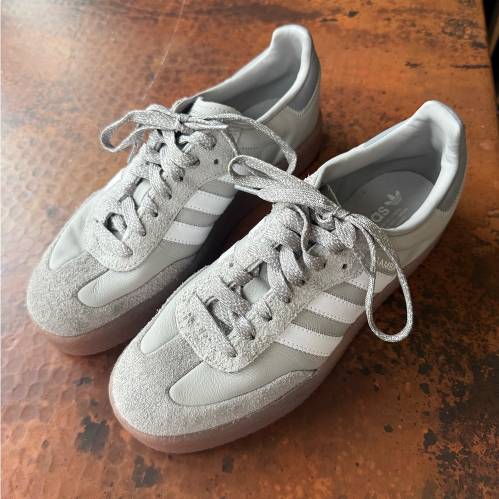 Adidas Light Gray Sambas with White Accents
